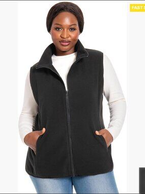 Lightweight Fleece Vest Sleeveless Zip Jacket Plus Size Activewear Outerwear
